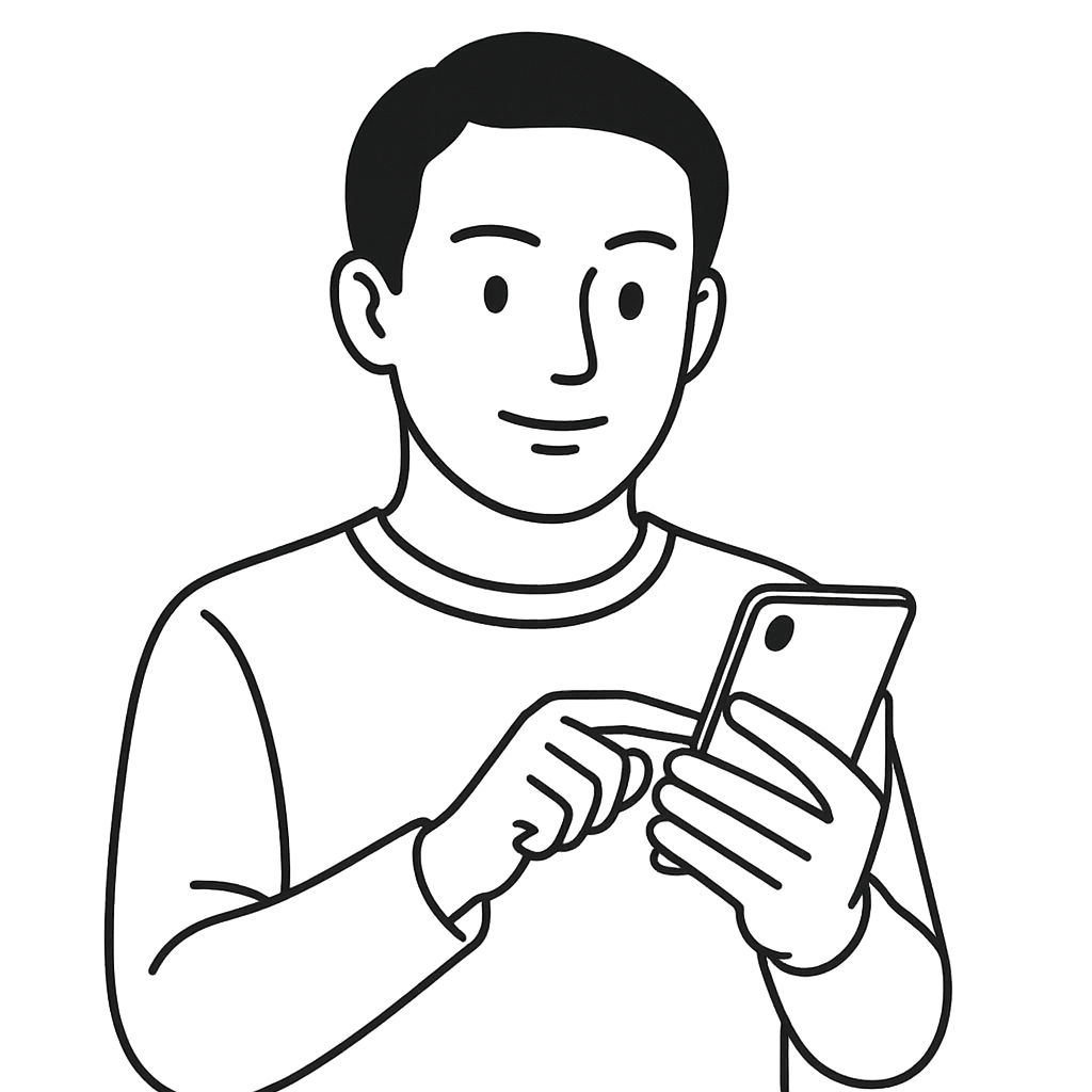 男性スマホのイラスト画像
